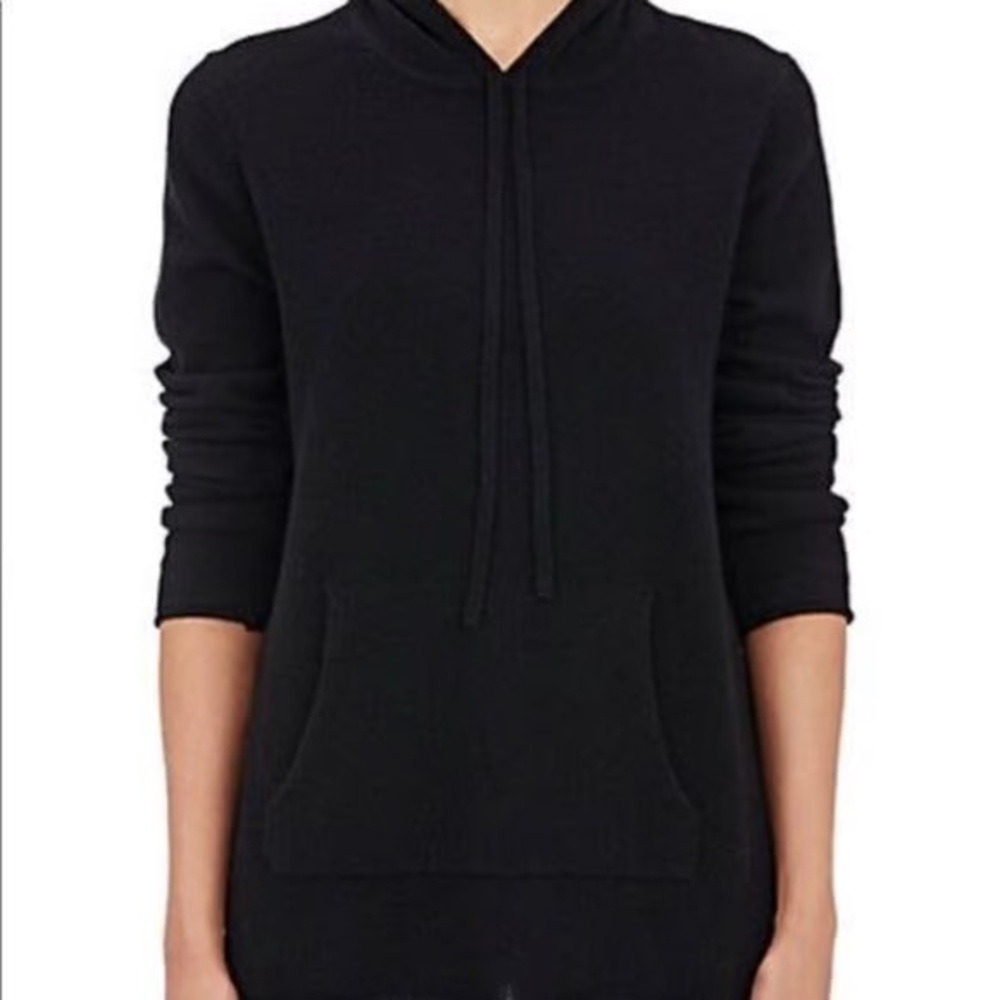 Barneys New York Black Hooded Knit Sweater